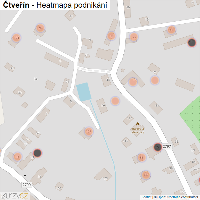 Mapa Čtveřín - Firmy v obci.