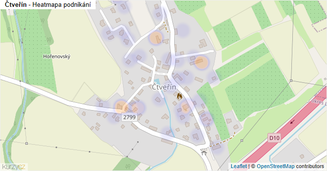 Čtveřín - mapa podnikání