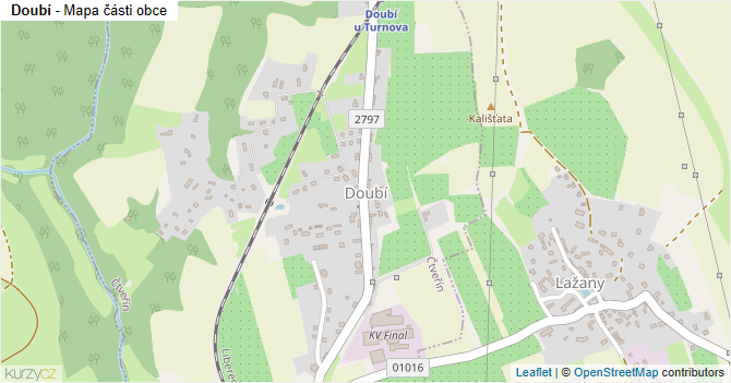 Doubí - mapa části obce