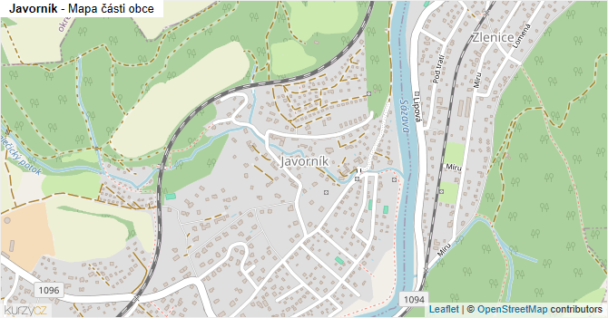 Javorník - mapa části obce