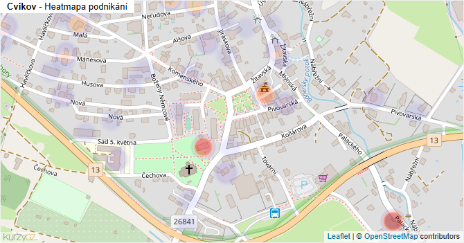 Cvikov - mapa podnikání