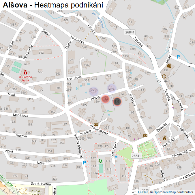 Mapa Alšova - Firmy v ulici.