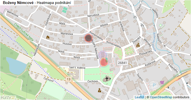 Boženy Němcové - mapa podnikání