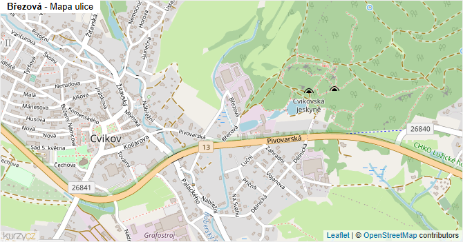 Březová - mapa ulice