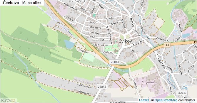 Čechova - mapa ulice
