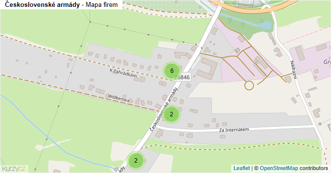 Československé armády - mapa firem