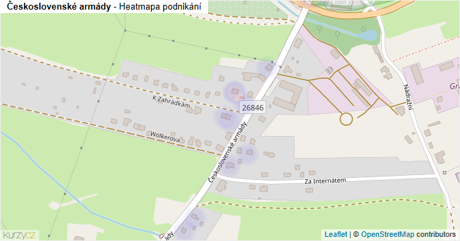 Československé armády - mapa podnikání