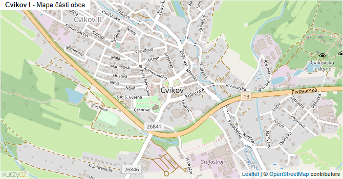 Cvikov I - mapa části obce