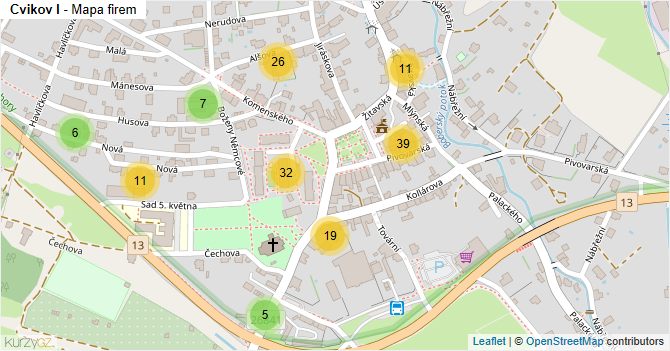 Cvikov I - mapa firem