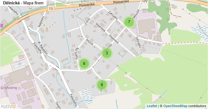 Dělnická - mapa firem