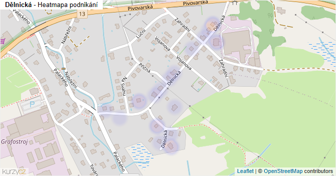 Dělnická - mapa podnikání