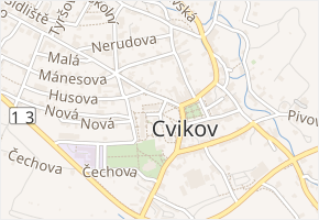 Družstevní v obci Cvikov - mapa ulice