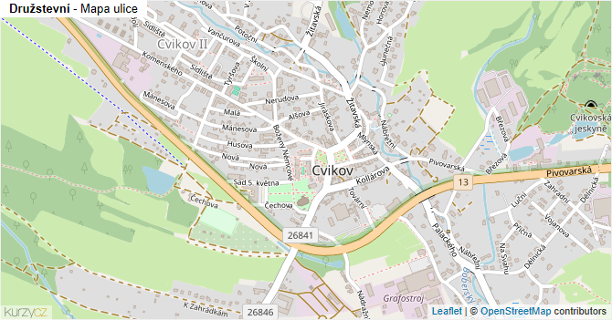 Družstevní - mapa ulice