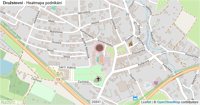 Družstevní - mapa podnikání