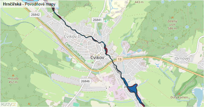 Hrnčířská - záplavové mapy stoleté vody