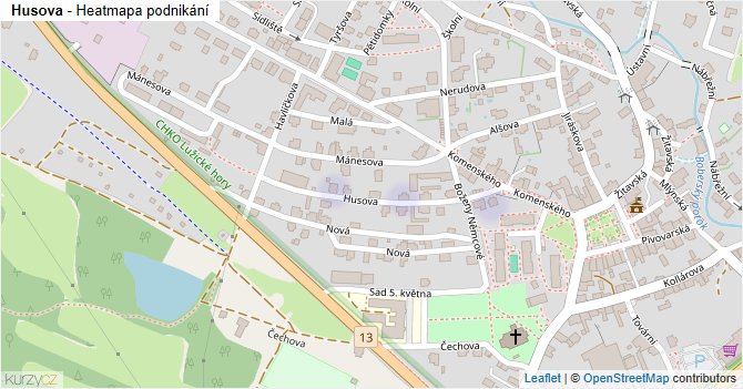 Husova - mapa podnikání