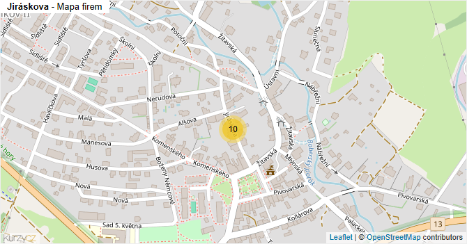 Jiráskova - mapa firem