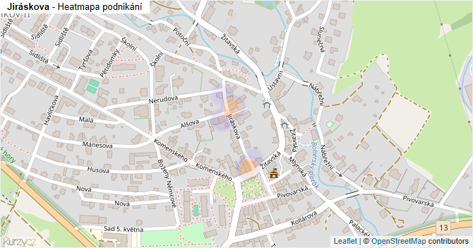 Jiráskova - mapa podnikání