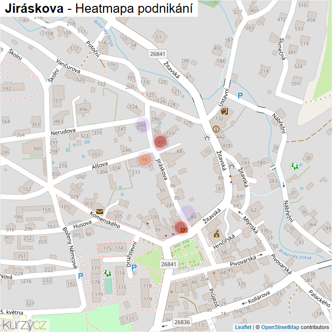 Mapa Jiráskova - Firmy v ulici.