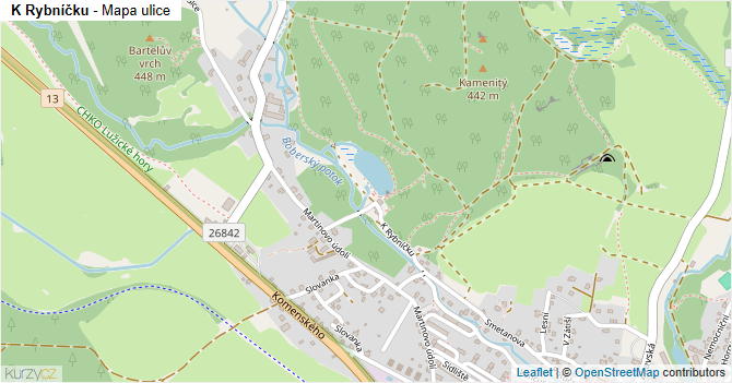 K Rybníčku - mapa ulice