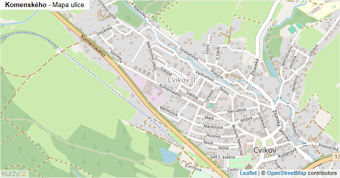 Komenského - mapa ulice
