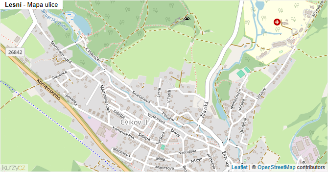 Lesní - mapa ulice
