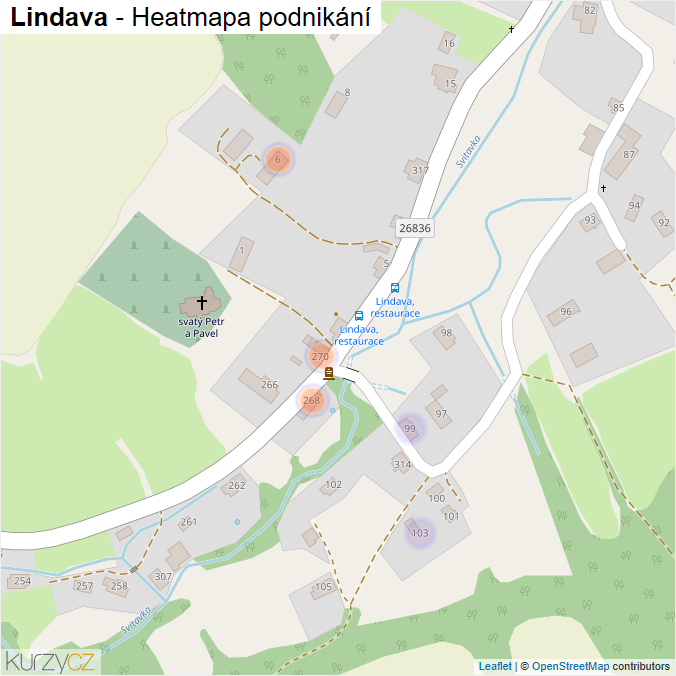 Mapa Lindava - Firmy v části obce.