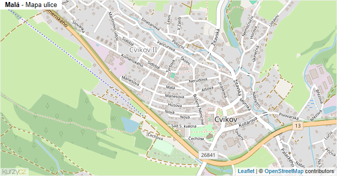 Malá - mapa ulice