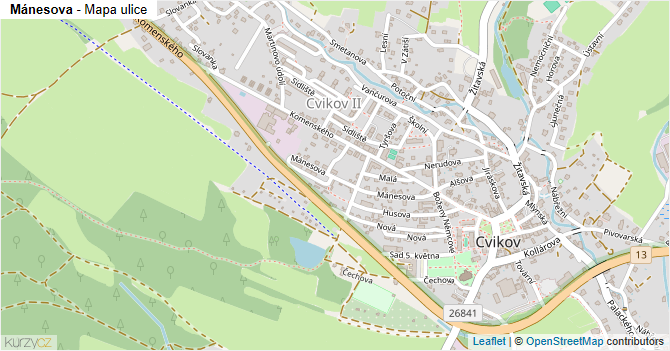 Mánesova - mapa ulice