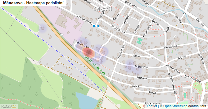 Mánesova - mapa podnikání