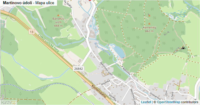 Martinovo údolí - mapa ulice