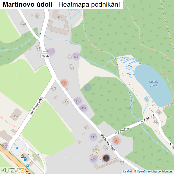 Mapa Martinovo údolí - Firmy v ulici.
