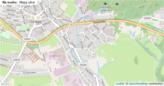 Na svahu - mapa ulice