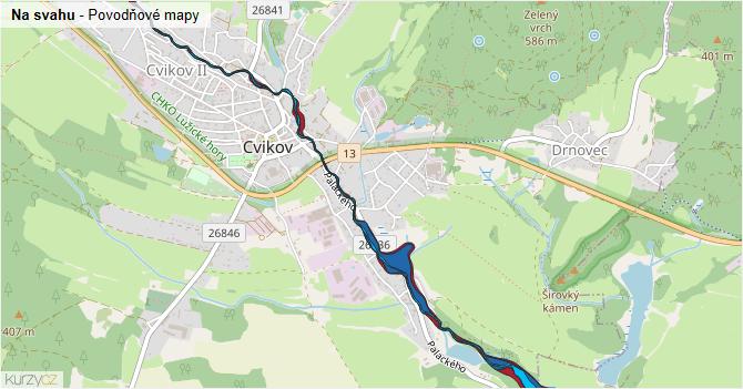Na svahu - záplavové mapy stoleté vody
