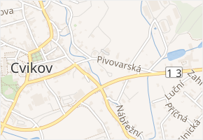 Nábřežní v obci Cvikov - mapa ulice