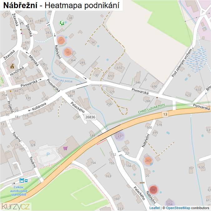Mapa Nábřežní - Firmy v ulici.