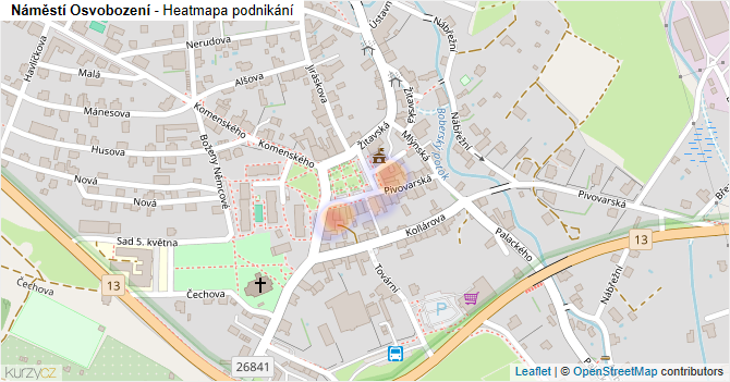 Náměstí Osvobození - mapa podnikání