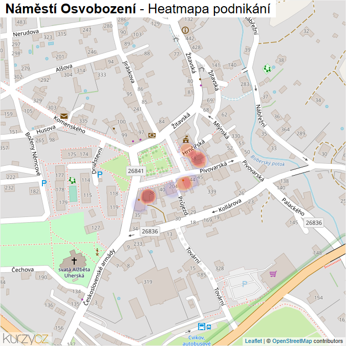 Mapa Náměstí Osvobození - Firmy v ulici.
