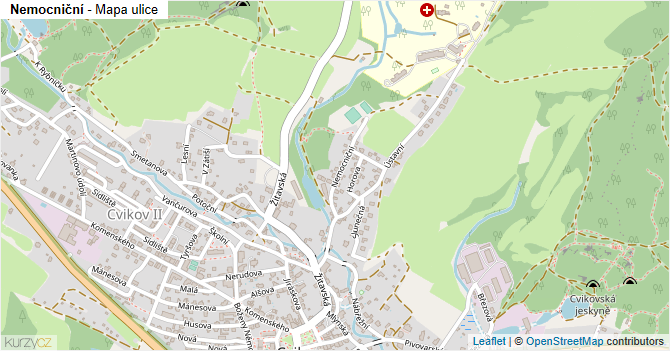 Nemocniční - mapa ulice