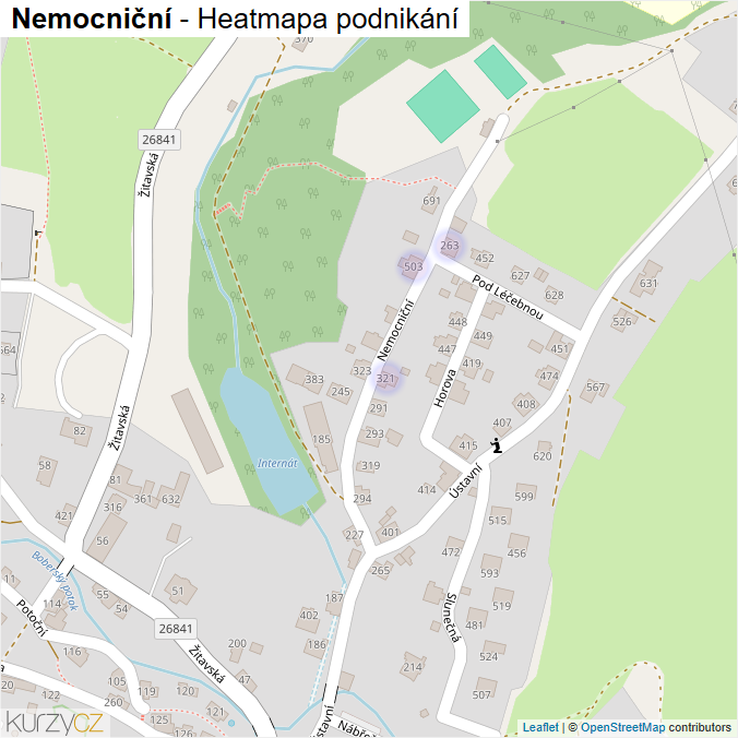 Mapa Nemocniční - Firmy v ulici.