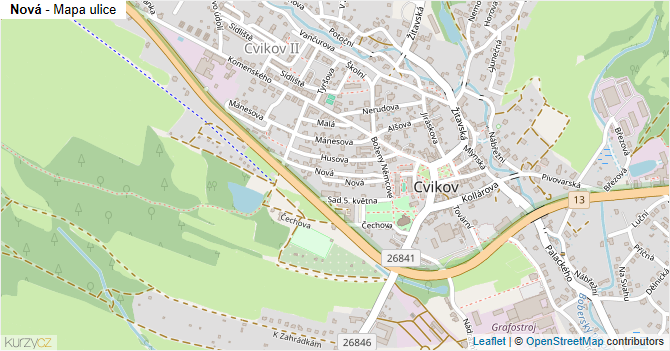Nová - mapa ulice