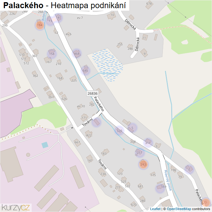 Mapa Palackého - Firmy v ulici.