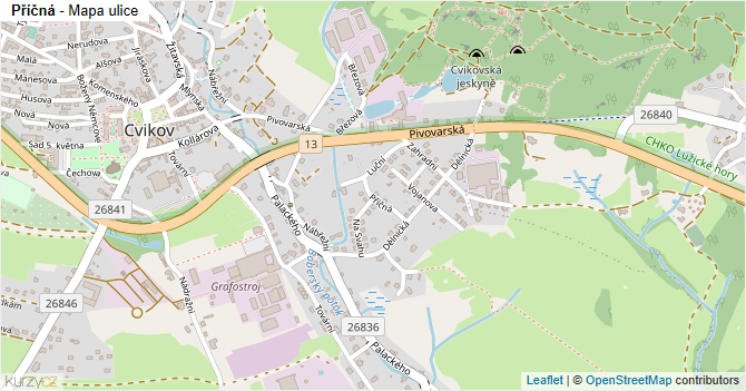 Příčná - mapa ulice