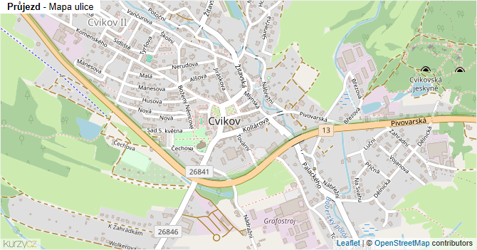 Průjezd - mapa ulice