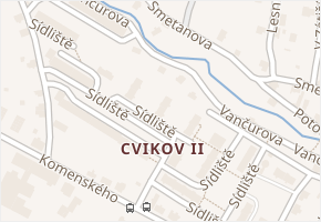 Sídliště v obci Cvikov - mapa ulice