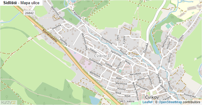 Sídliště - mapa ulice