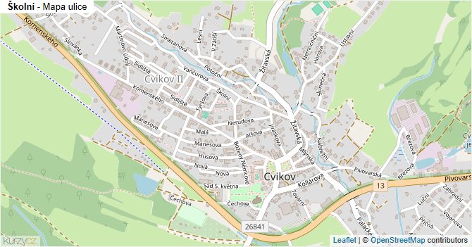 Školní - mapa ulice