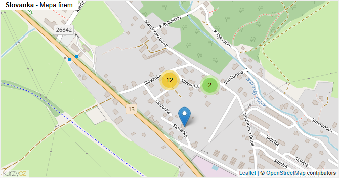 Slovanka - mapa firem