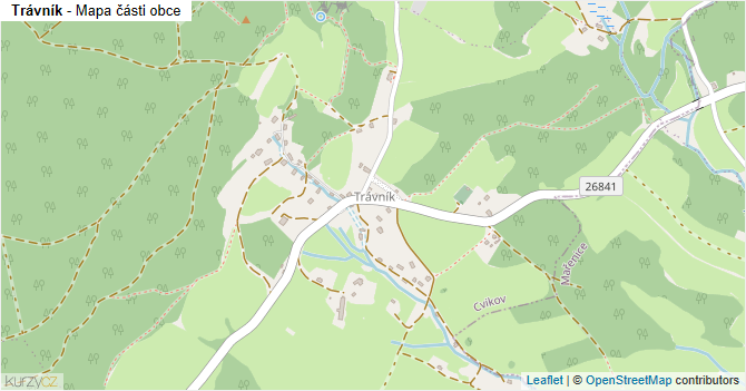 Trávník - mapa části obce