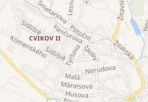 Tyršova v obci Cvikov - mapa ulice